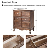 Rustic Walnut Hippe 3-Drawer Charging Nightstand