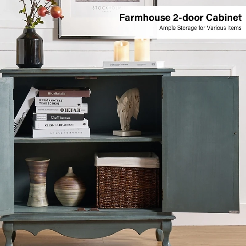 Rustic Blue Hippe 2-Door Cabinet