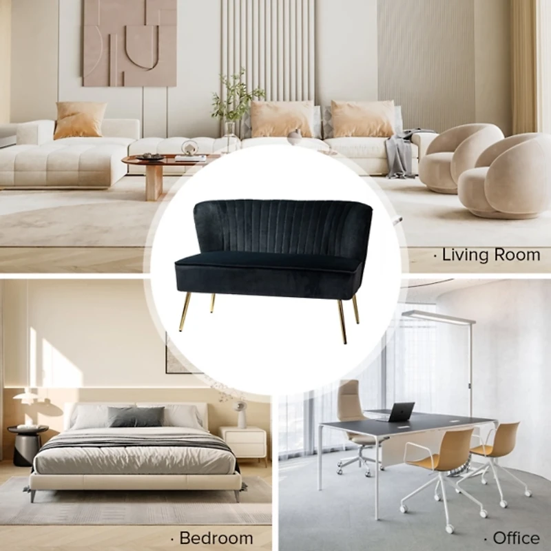 Black Velvet Monica Loveseat