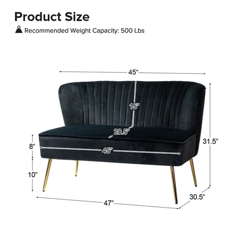 Black Velvet Monica Loveseat