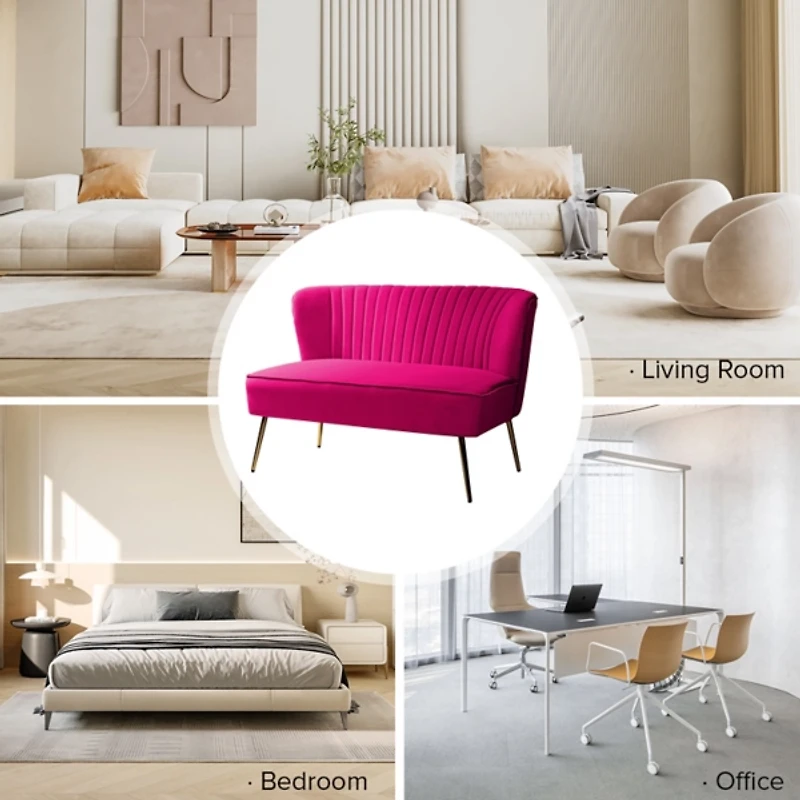 Fuchsia Velvet Monica Loveseat