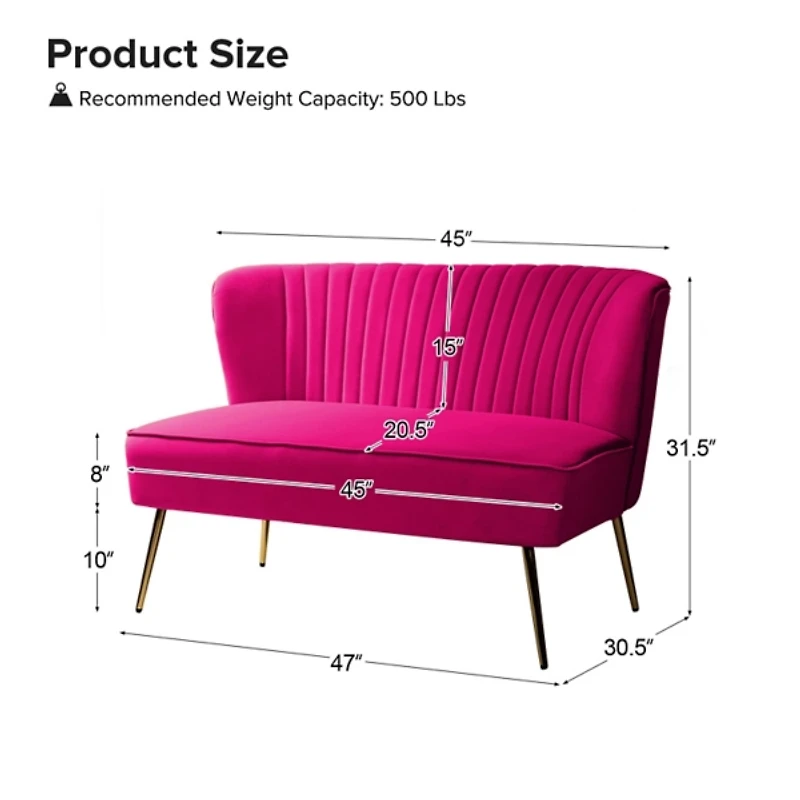 Fuchsia Velvet Monica Loveseat
