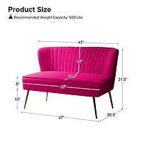 Fuchsia Velvet Monica Loveseat