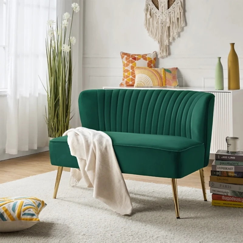 Green Velvet Monica Loveseat