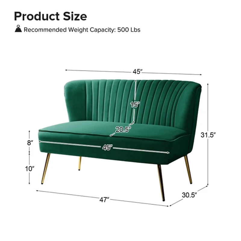 Green Velvet Monica Loveseat