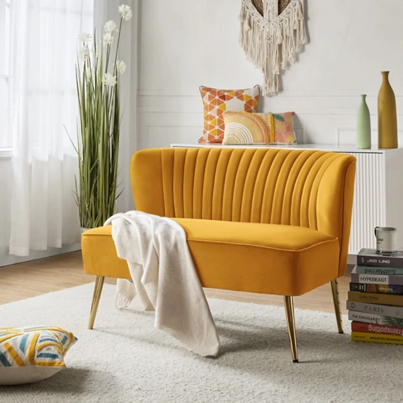 Mustard Velvet Monica Loveseat