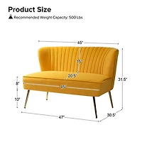 Mustard Velvet Monica Loveseat