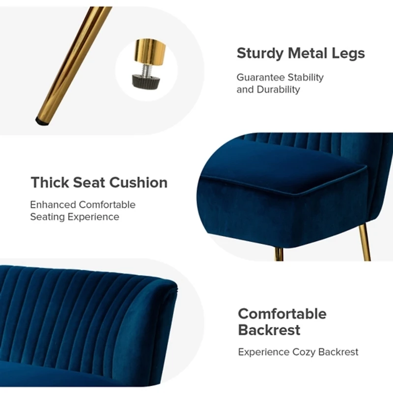 Navy Velvet Monica Loveseat