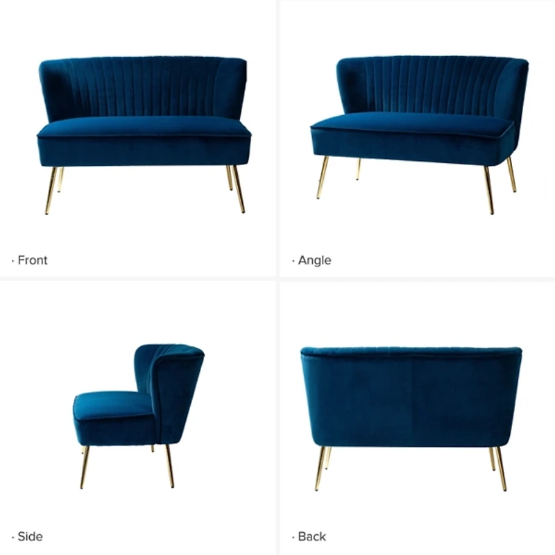 Navy Velvet Monica Loveseat