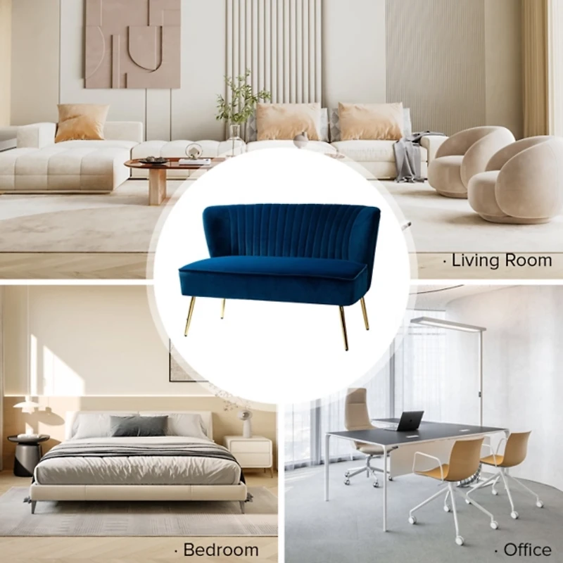 Navy Velvet Monica Loveseat