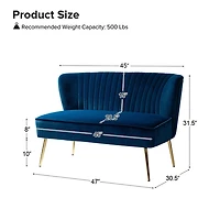 Navy Velvet Monica Loveseat