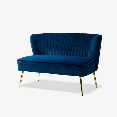 Navy Velvet Monica Loveseat