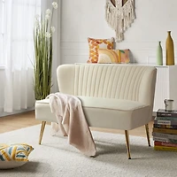 Tan Velvet Monica Loveseat