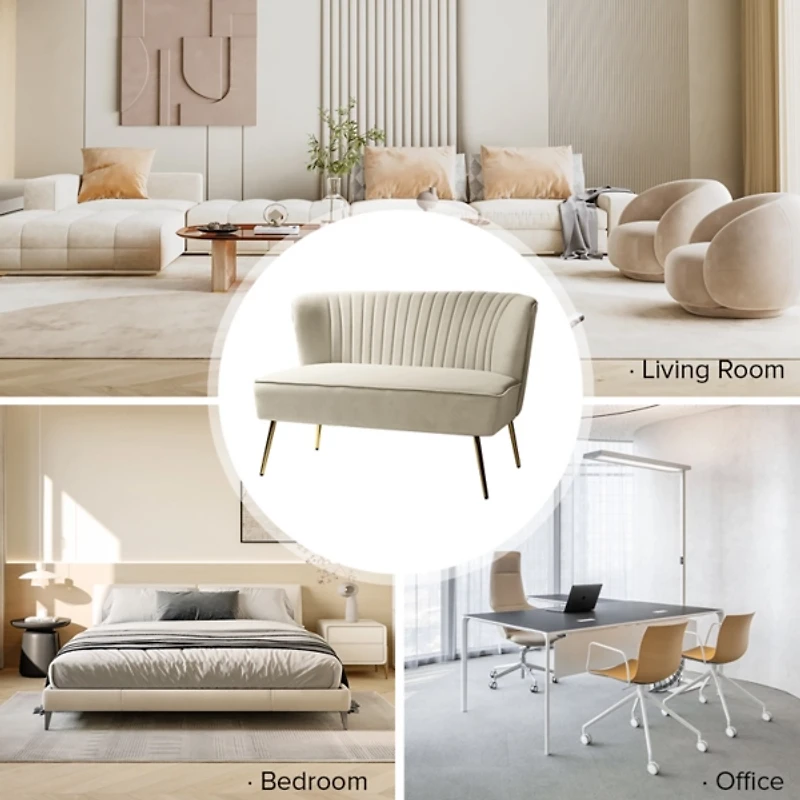 Tan Velvet Monica Loveseat