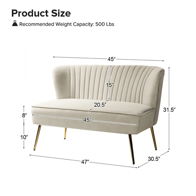 Tan Velvet Monica Loveseat