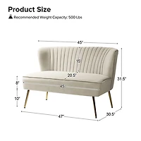 Tan Velvet Monica Loveseat