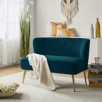 Teal Velvet Monica Loveseat