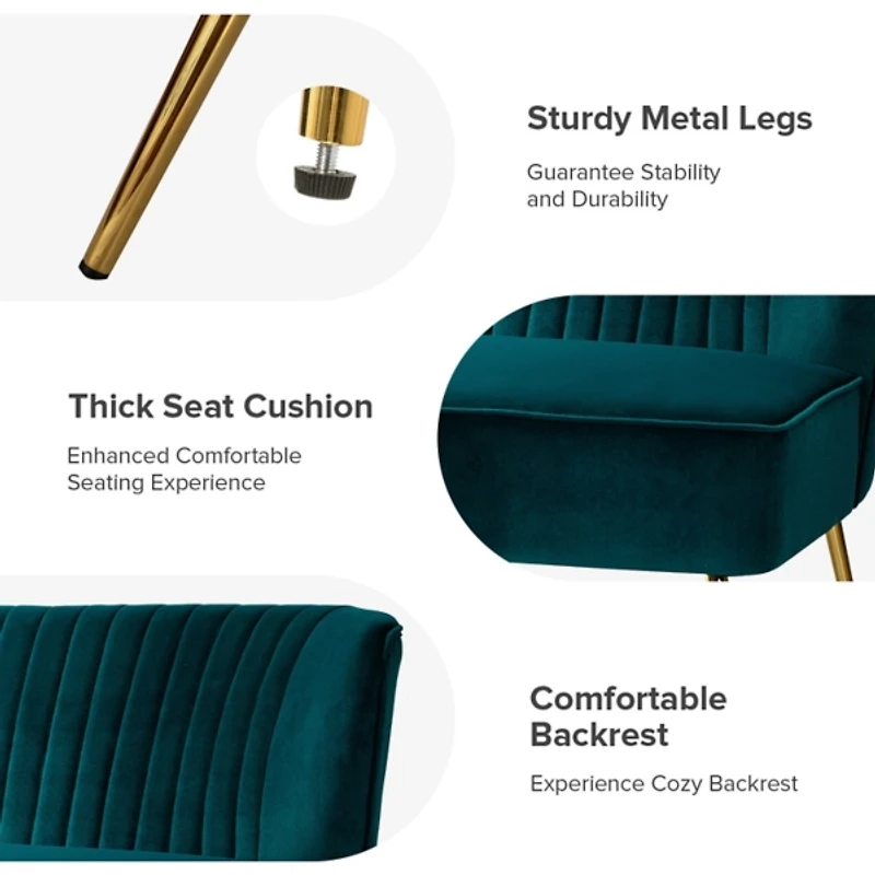 Teal Velvet Monica Loveseat