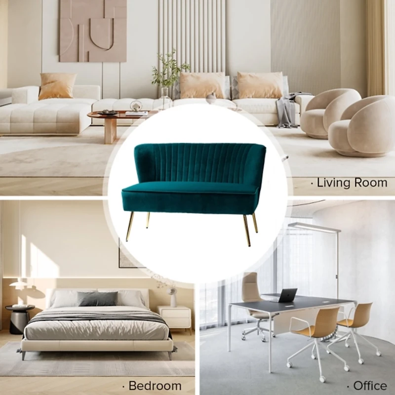 Teal Velvet Monica Loveseat