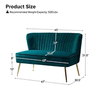 Teal Velvet Monica Loveseat