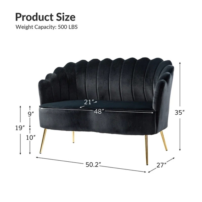Black Velvet Donata Loveseat