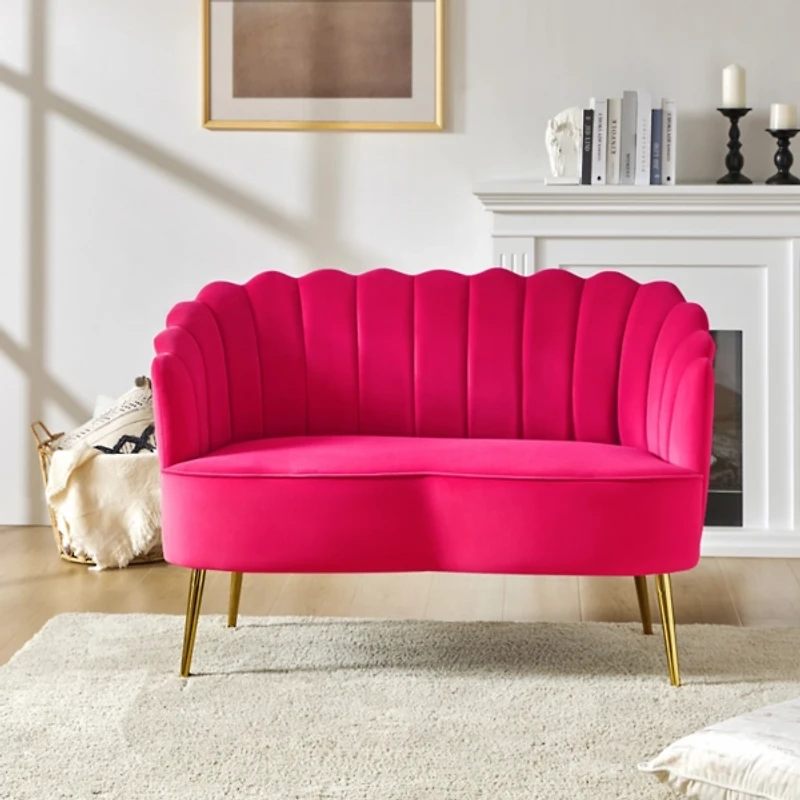 Fuchsia Velvet Donata Loveseat