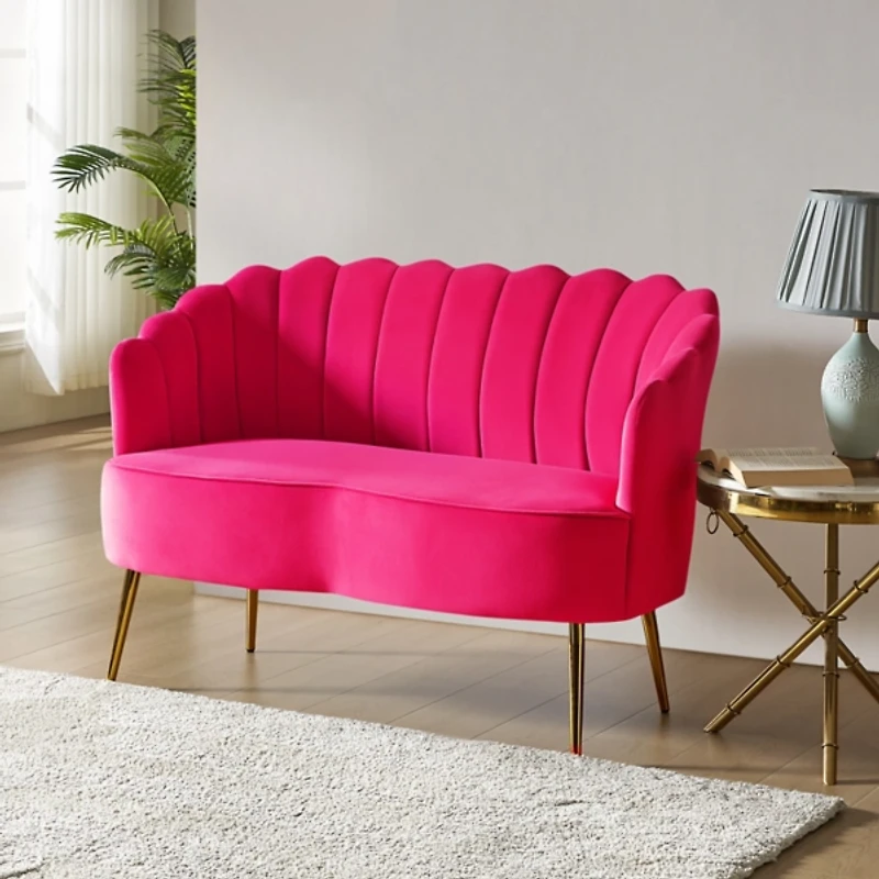 Fuchsia Velvet Donata Loveseat