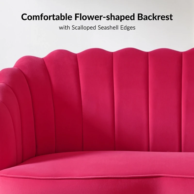 Fuchsia Velvet Donata Loveseat