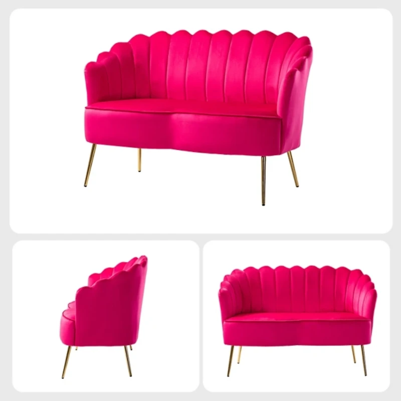 Fuchsia Velvet Donata Loveseat