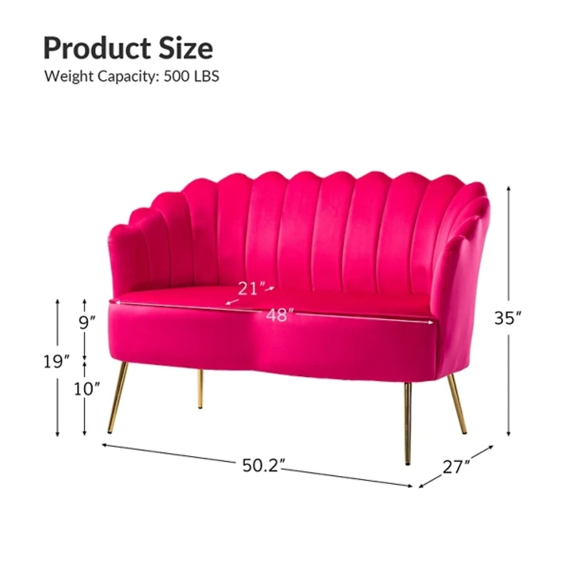 Fuchsia Velvet Donata Loveseat