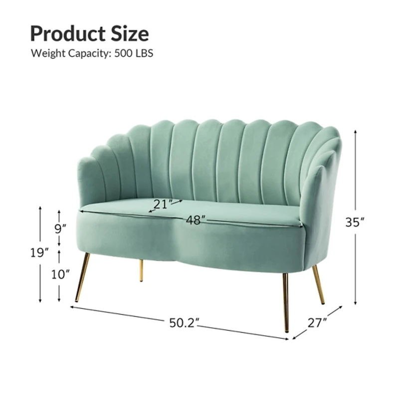 Sage Velvet Donata Loveseat