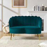 Teal Velvet Donata Loveseat