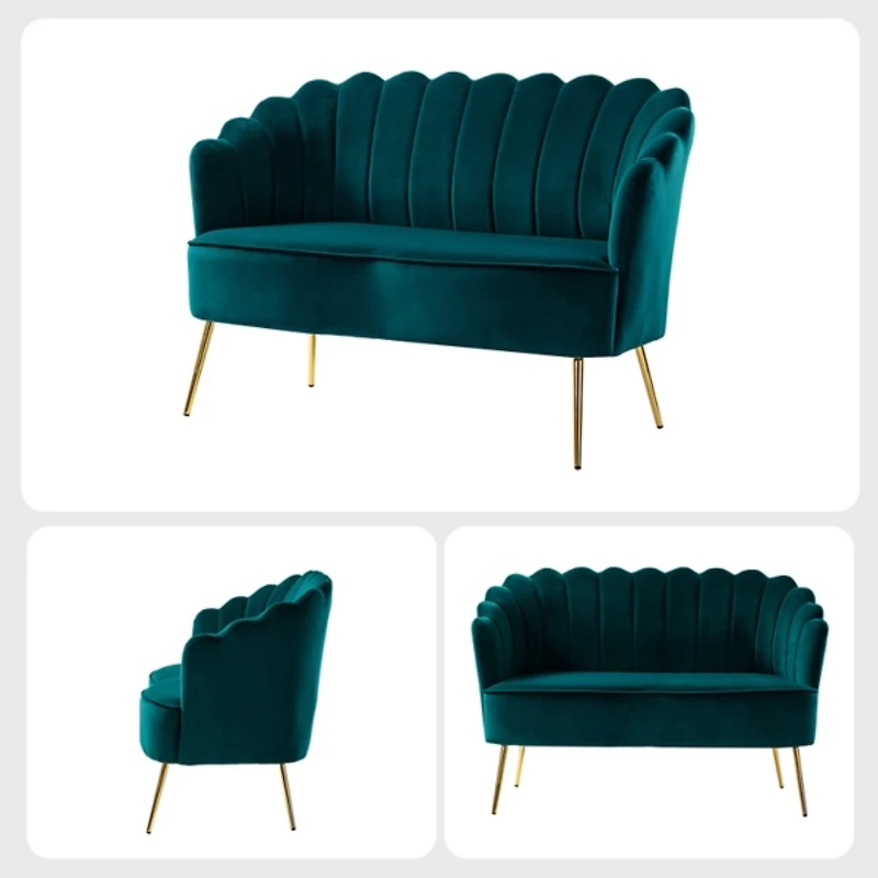 Teal Velvet Donata Loveseat