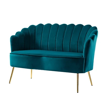 Teal Velvet Donata Loveseat