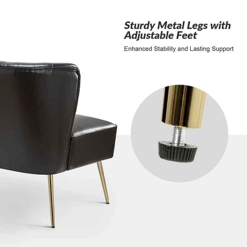 Black Faux Leather Monica Loveseat