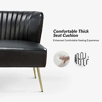Black Faux Leather Monica Loveseat