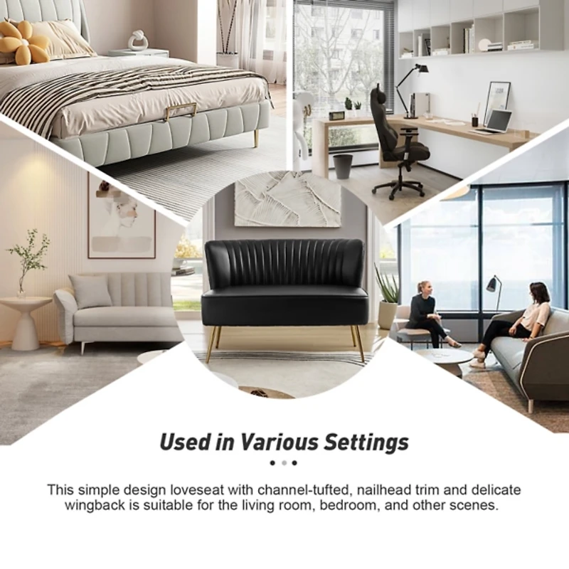 Black Faux Leather Monica Loveseat