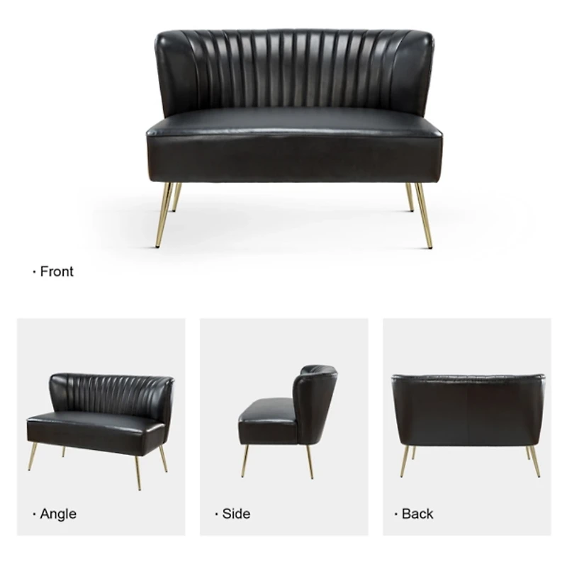 Black Faux Leather Monica Loveseat