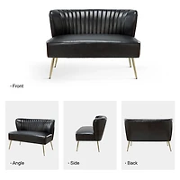 Black Faux Leather Monica Loveseat