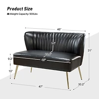 Black Faux Leather Monica Loveseat