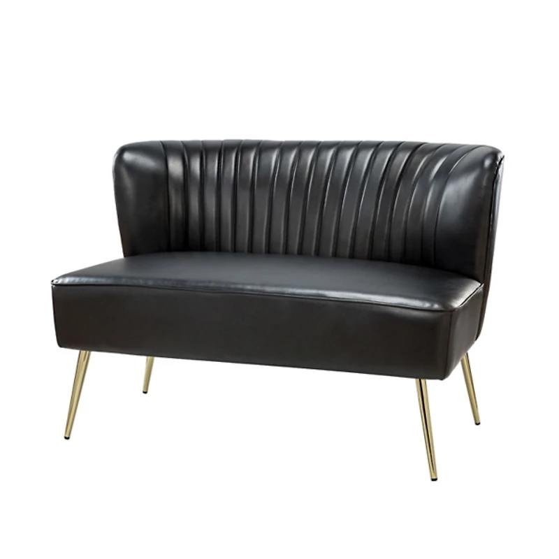 Black Faux Leather Monica Loveseat