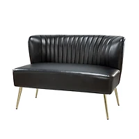 Black Faux Leather Monica Loveseat