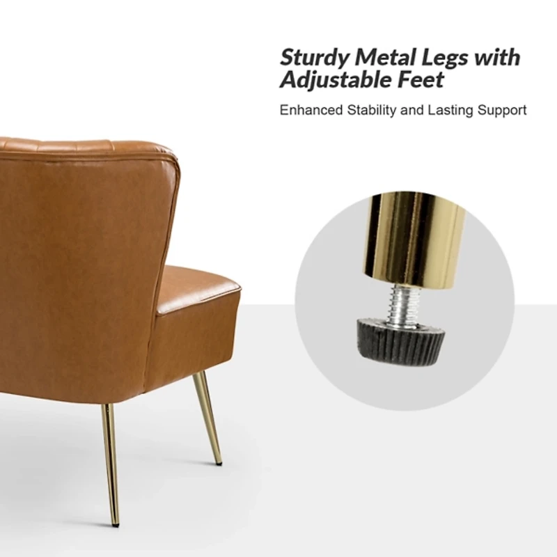 Camel Faux Leather Monica Loveseat