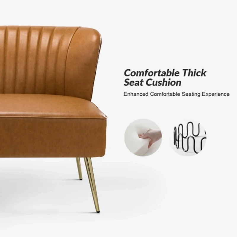 Camel Faux Leather Monica Loveseat