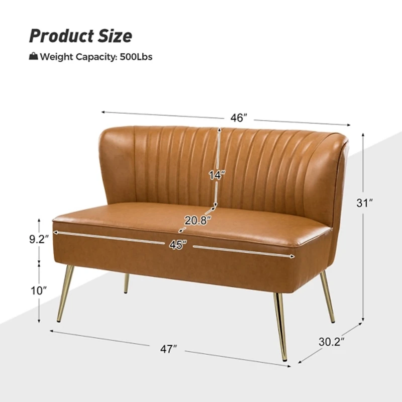 Camel Faux Leather Monica Loveseat