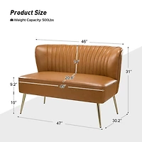 Camel Faux Leather Monica Loveseat