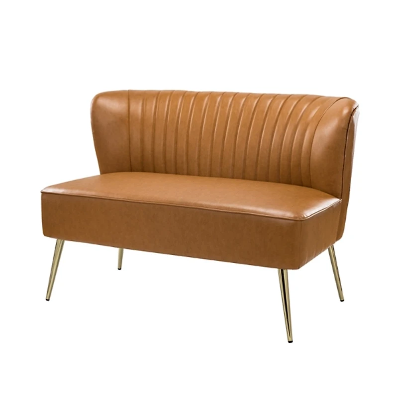 Camel Faux Leather Monica Loveseat