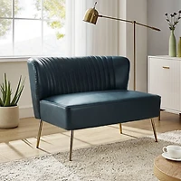 Turquoise Faux Leather Monica Loveseat