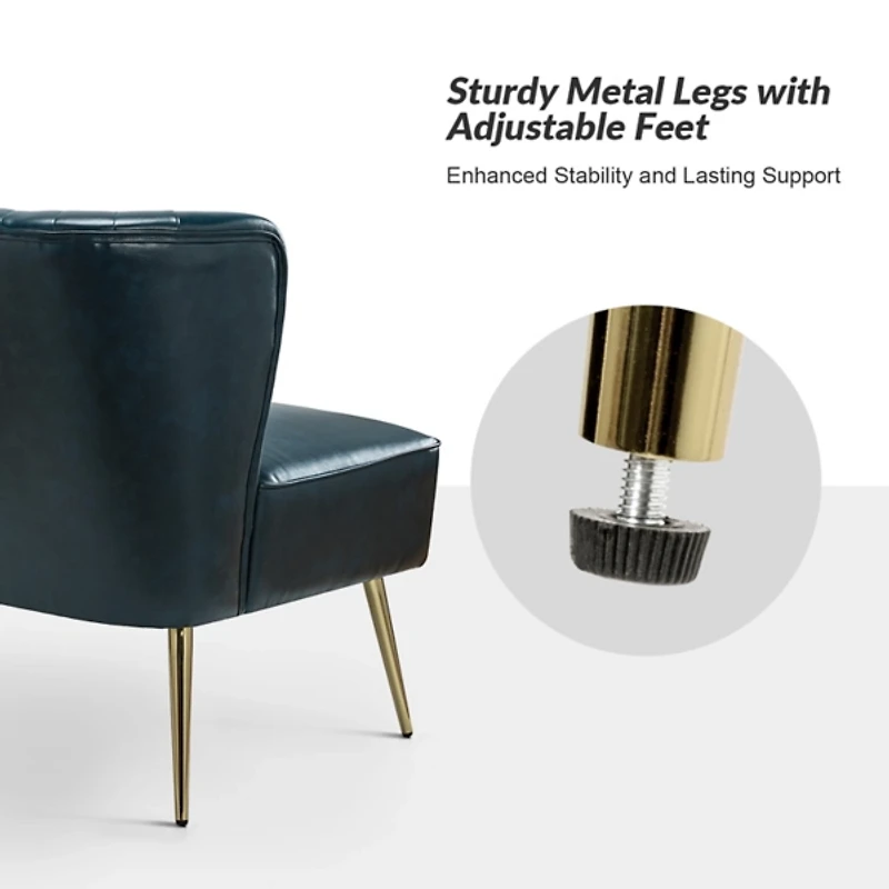 Turquoise Faux Leather Monica Loveseat