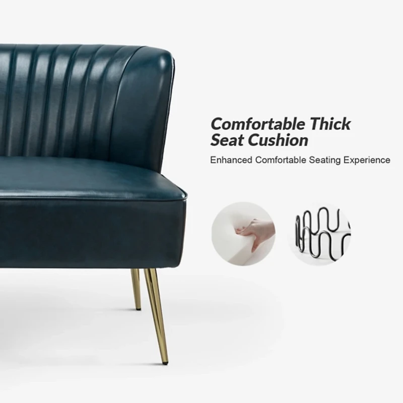 Turquoise Faux Leather Monica Loveseat